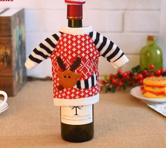 Juego de botellas de vino de alce navideño, juego de botellas de champán navideñas, decoración navideña para necesidades diarias