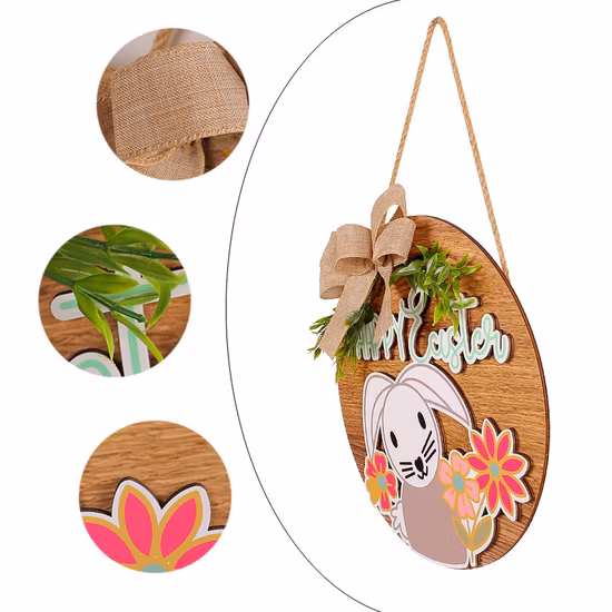Nuevo Feliz Pascua, carteles de madera artesanales, decoraciones de Pascua para el hogar