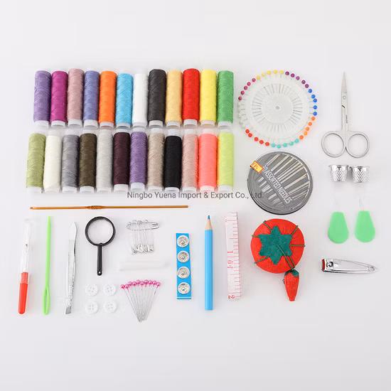 Kit de costura de viaje de alta calidad con diferentes accesorios, kits de costura personalizados de mercería artesanal de costura