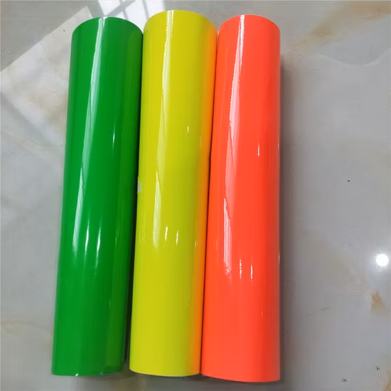 Pegatina de corte de PVC fluorescente, rollo brillante artesanal, doble brillo, adhesivo de corte de Color impermeable, materiales publicitarios poliméricos de vinilo
