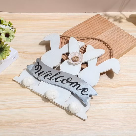 DIY madera sin terminar, conejo de Pascua, manualidades, decoración recortada de madera para pintar