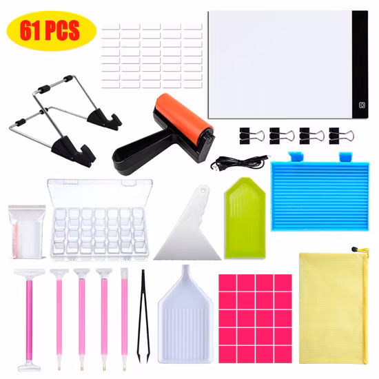 Kit de accesorios con caja de bordado de diamantes y bolígrafos de pintura para adultos de varios tamaños para hacer manualidades, accesorios de pintura de diamantes DIY