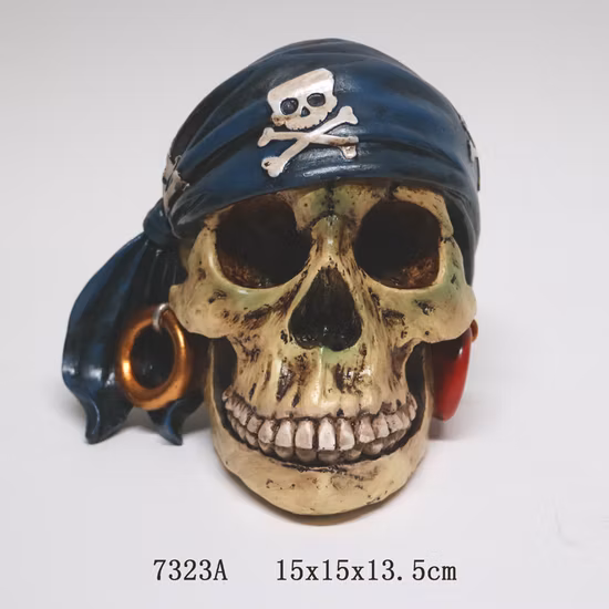 Decoración creativa de estatuilla de cabeza de calavera de resina artesanal de Halloween