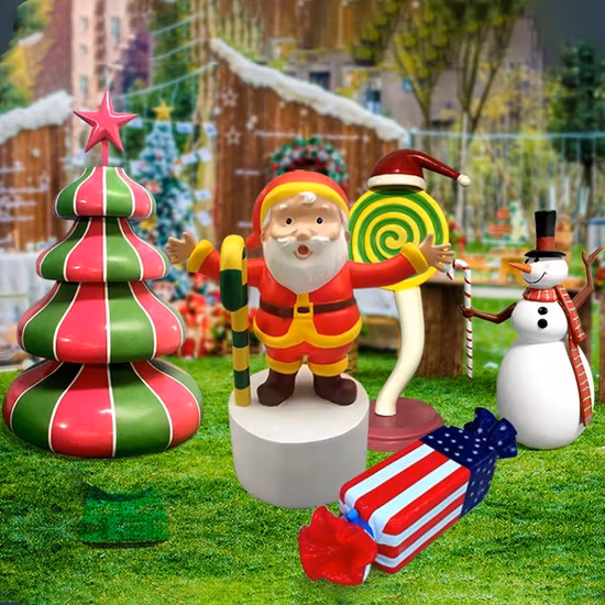 Figuras al aire libre al por mayor del muñeco de nieve de Papá Noel de la fibra de vidrio de la decoración de la Navidad con precio barato